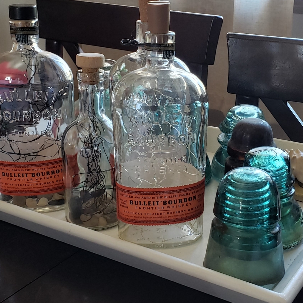 Bulleit Bourbon Liquor Bottle with String Lights